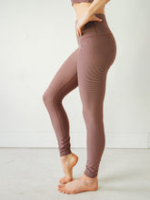 Load image into Gallery viewer, Mauve Microstripe Yoga Pants *FINAL SALE*