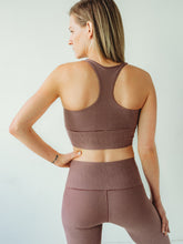 Load image into Gallery viewer, Mauve Microstripe Longline Sports Bra *FINAL SALE*