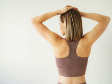 Load image into Gallery viewer, Mauve Microstripe Longline Sports Bra *FINAL SALE*