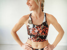 Load image into Gallery viewer, Black Floral Longline Sports Bra *FINAL SALE*