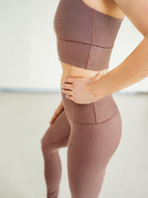 Load image into Gallery viewer, Mauve Microstripe Yoga Pants  *FINAL SALE*
