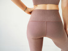 Load image into Gallery viewer, Mauve Microstripe Yoga Pants  *FINAL SALE*
