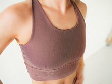 Load image into Gallery viewer, Mauve Microstripe Longline Sports Bra *FINAL SALE*
