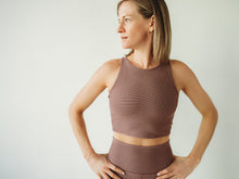 Load image into Gallery viewer, Mauve Microstripe Crop Top *FINAL SALE*
