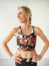 Load image into Gallery viewer, Black Floral Longline Sports Bra *FINAL SALE*
