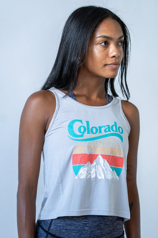 Colorado Mountain Crop Top Grey