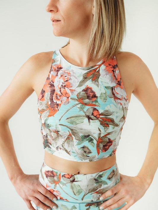 Teal Floral Crop Top *FINAL SALE*